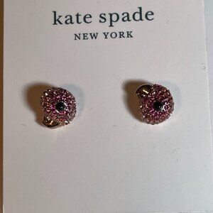 Kate Spade Pink Parrot Heads Pave Crystal Earrings
